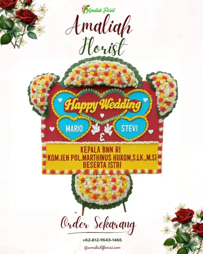 Karangan Papan Bunga Pernikahan di Ujungjaya